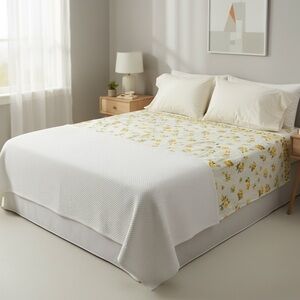 Vintage 70's TexMade Floral Double Flat Sheet & Westpoint Stevens Pillowcase Set